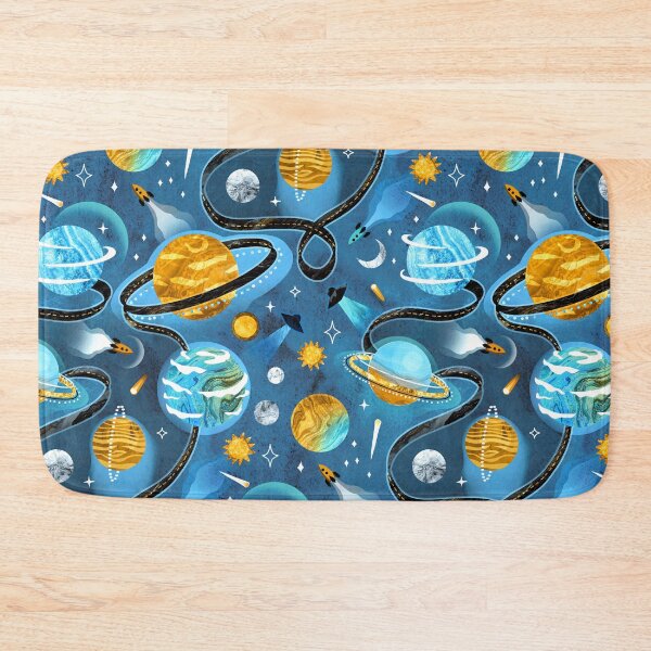 Item preview, Highway to Intergalactic Adventures - Cerulean Blue & Mustard Yellow designed and sold by TigaTiga.