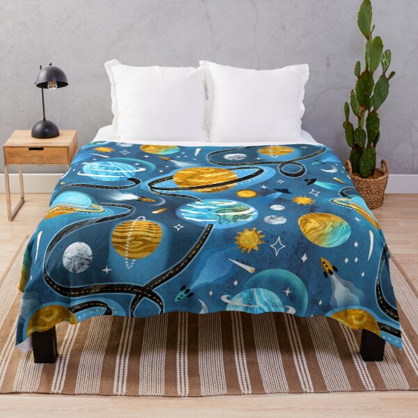 Item preview, Highway to Intergalactic Adventures - Cerulean Blue & Mustard Yellow designed and sold by TigaTiga.