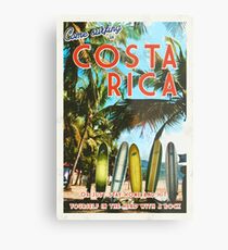 Surfing in Costa Rica isn't easy. Metal Print