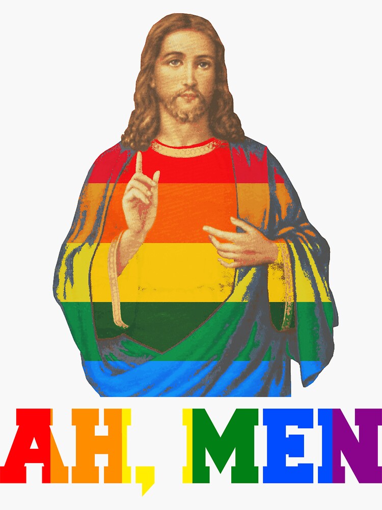 LGBT Christian Shirt Ah Men Funny LGBT Gay Pride Rainbow Flag Jesus Christian Lover Gifts