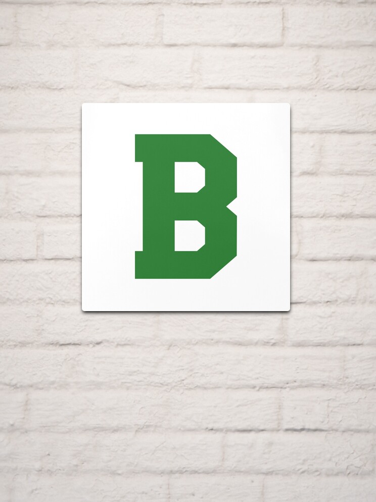 green metal letter b