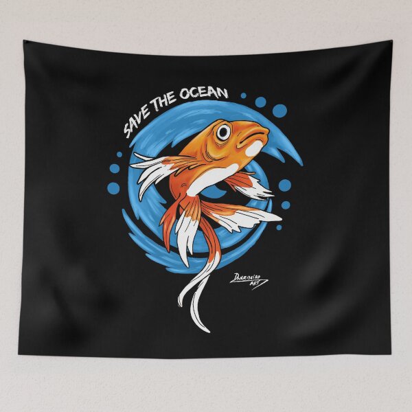 Aperçu de l'œuvre Sauvez le poisson orange de l'océan créée et vendue par Dmetalx Art Apparel.