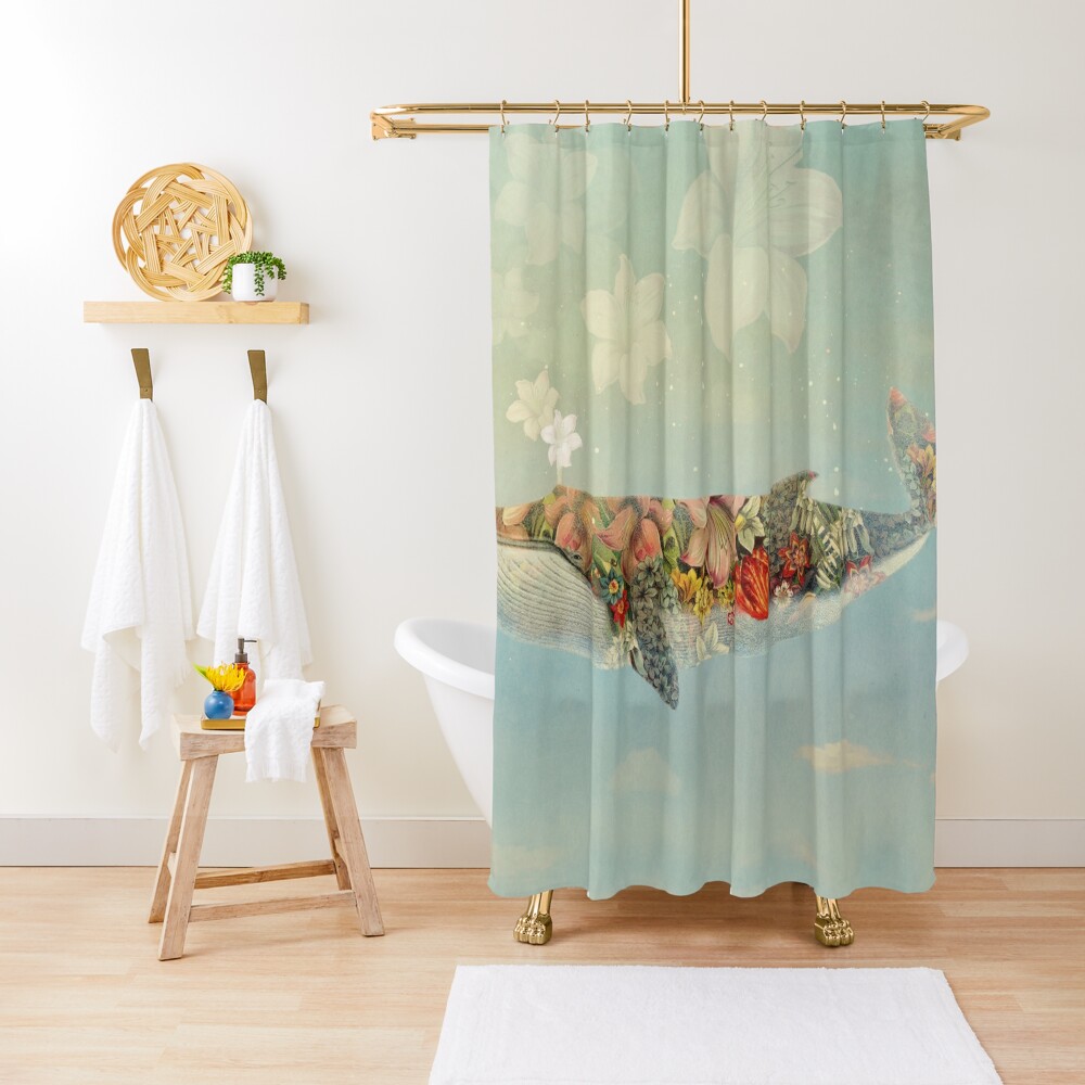 Flower whale Shower Curtain