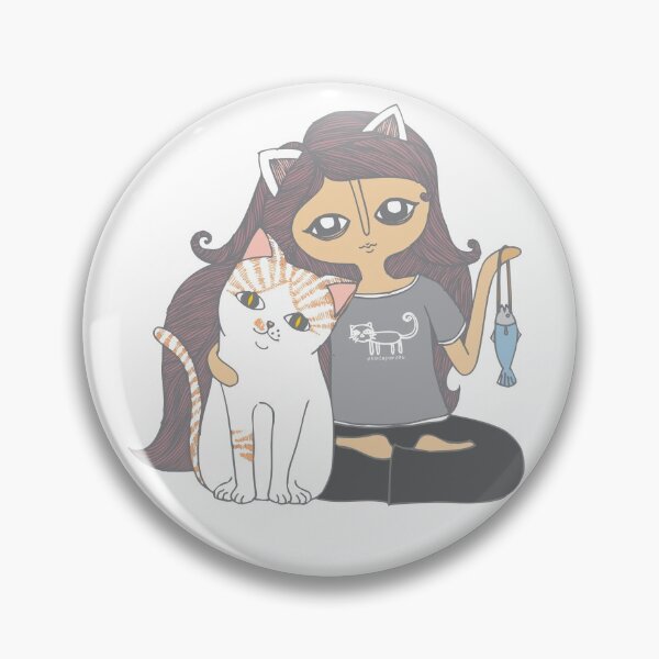 Item preview, girl with cat and fish designed and sold by chintaparchu.