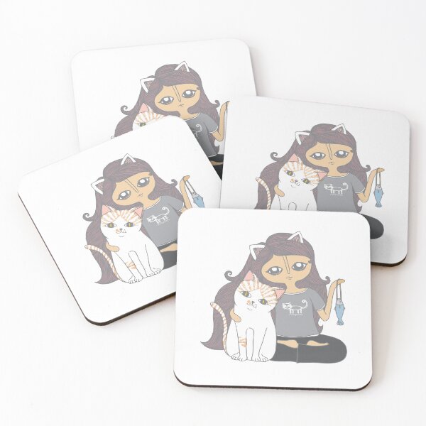 Item preview, girl with cat and fish designed and sold by chintaparchu.