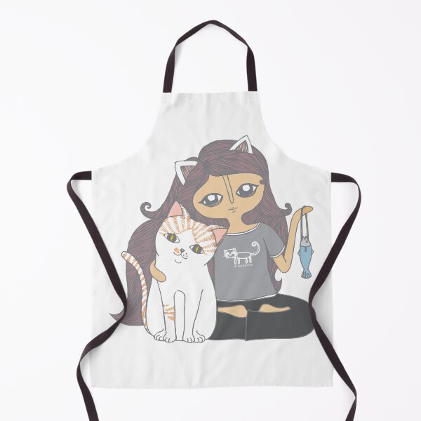 Item preview, girl with cat and fish designed and sold by chintaparchu.