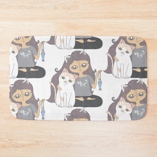 Item preview, girl with cat and fish designed and sold by chintaparchu.
