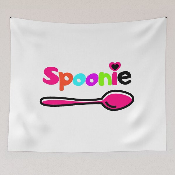 Item preview, Spoonie: Bright text with pink heart and pink spoon on white designed and sold by Chantelle  Spies.