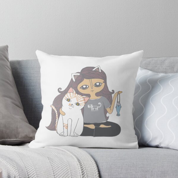 Item preview, girl with cat and fish designed and sold by chintaparchu.