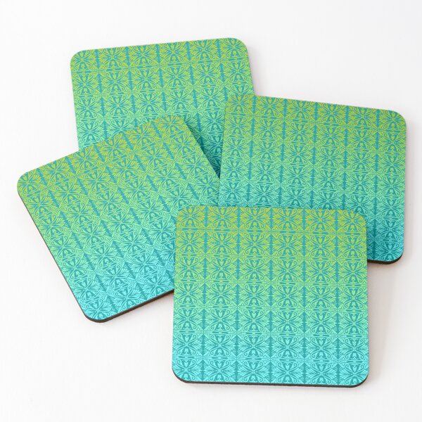 Item preview, Vintage Art Deco Damask Lace Motif Pattern Turquoise Green designed and sold by Anna Lemos.