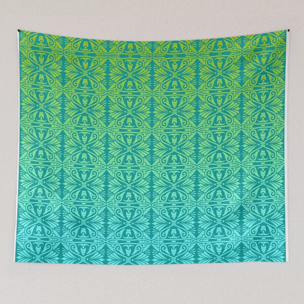 Item preview, Vintage Art Deco Damask Lace Motif Pattern Turquoise Green designed and sold by Anna Lemos.