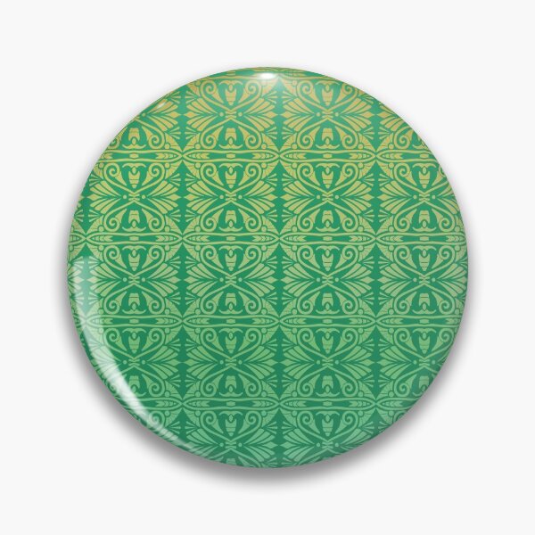 Item preview, Vintage Art Deco Damask Lace Motif Pattern Gold Green designed and sold by Anna Lemos.