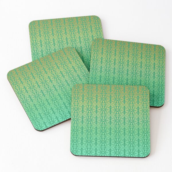 Item preview, Vintage Art Deco Damask Lace Motif Pattern Gold Green designed and sold by Anna Lemos.