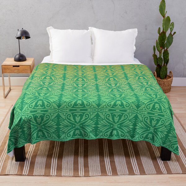 Item preview, Vintage Art Deco Damask Lace Motif Pattern Gold Green designed and sold by Anna Lemos.