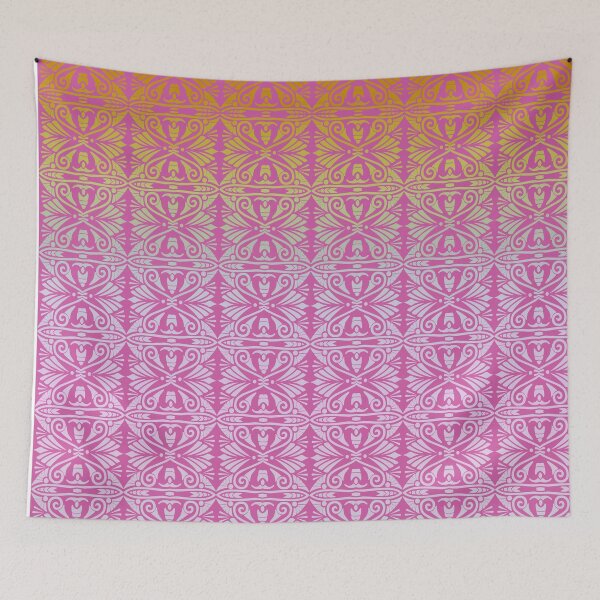 Item preview, Vintage Art Deco Damask Lace Motif Pattern Gold Pink designed and sold by Anna Lemos.