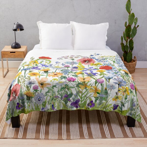 Item preview, Beautiful hand painted watercolor Summer wildflowers meadow Botanical Garden designed and sold by UtArt.