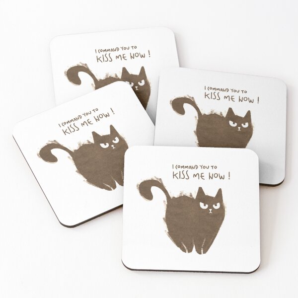 Item preview, Grumpy Cute Brown Cat Saying “Kiss Me Now!” designed and sold by Insidelilflower.