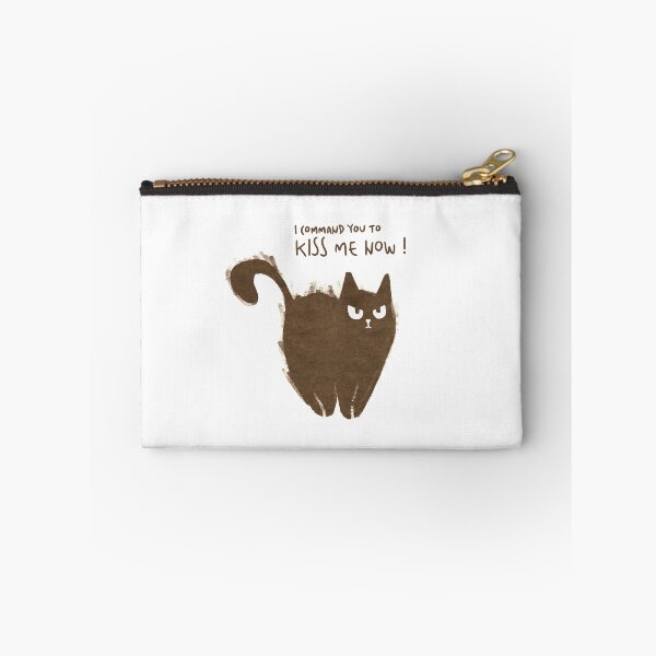 Item preview, Grumpy Cute Brown Cat Saying “Kiss Me Now!” designed and sold by Insidelilflower.