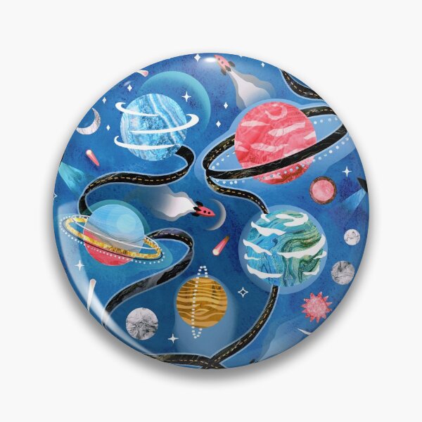 Item preview, Highway to Intergalactic Adventures - Cerulean Blue, Pink & Mustard Yellow designed and sold by TigaTiga.