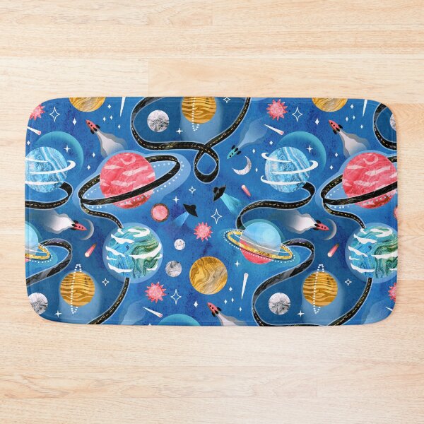 Item preview, Highway to Intergalactic Adventures - Cerulean Blue, Pink & Mustard Yellow designed and sold by TigaTiga.