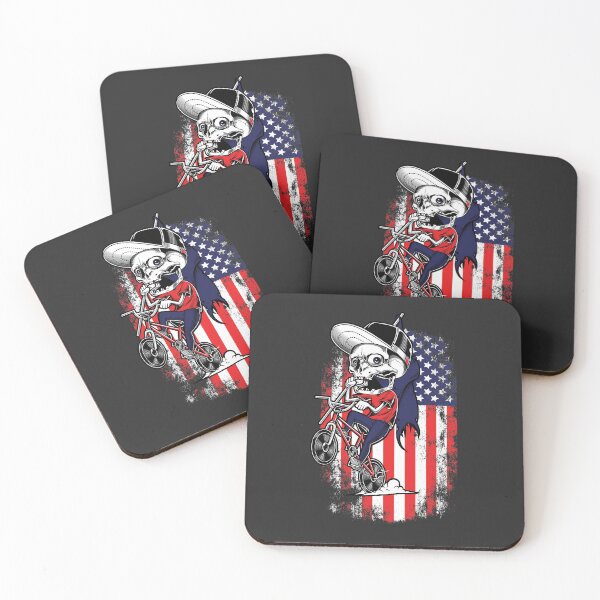 Item preview, Skull Riding BMX Bike 4th of July USA American Flag Patriotic Skeleton  designed and sold by grinta2021.