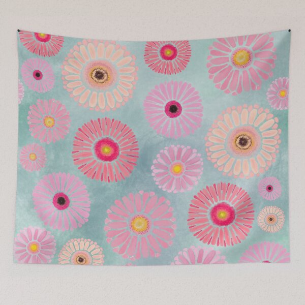 Item preview, Tender pink gerbera daisies with bluish background designed and sold by Pragonette.
