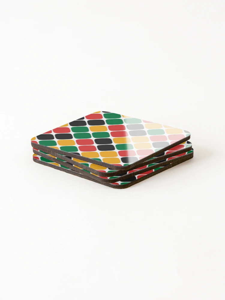 Thumbnail 4 of 5, Coasters (Set of 4), Diagonal Squircle Pattern (Rasta Colours) designed and sold by John Uttley.