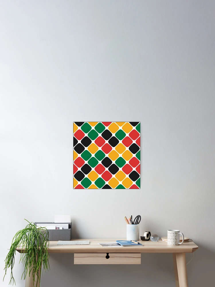 Thumbnail 2 of 3, Poster, Diagonal Squircle Pattern (Rasta Colours) designed and sold by John Uttley.