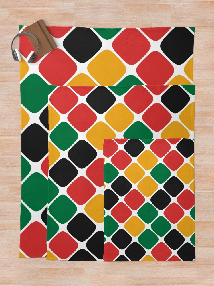 Thumbnail 5 of 6, Throw Blanket, Diagonal Squircle Pattern (Rasta Colours) designed and sold by John Uttley.