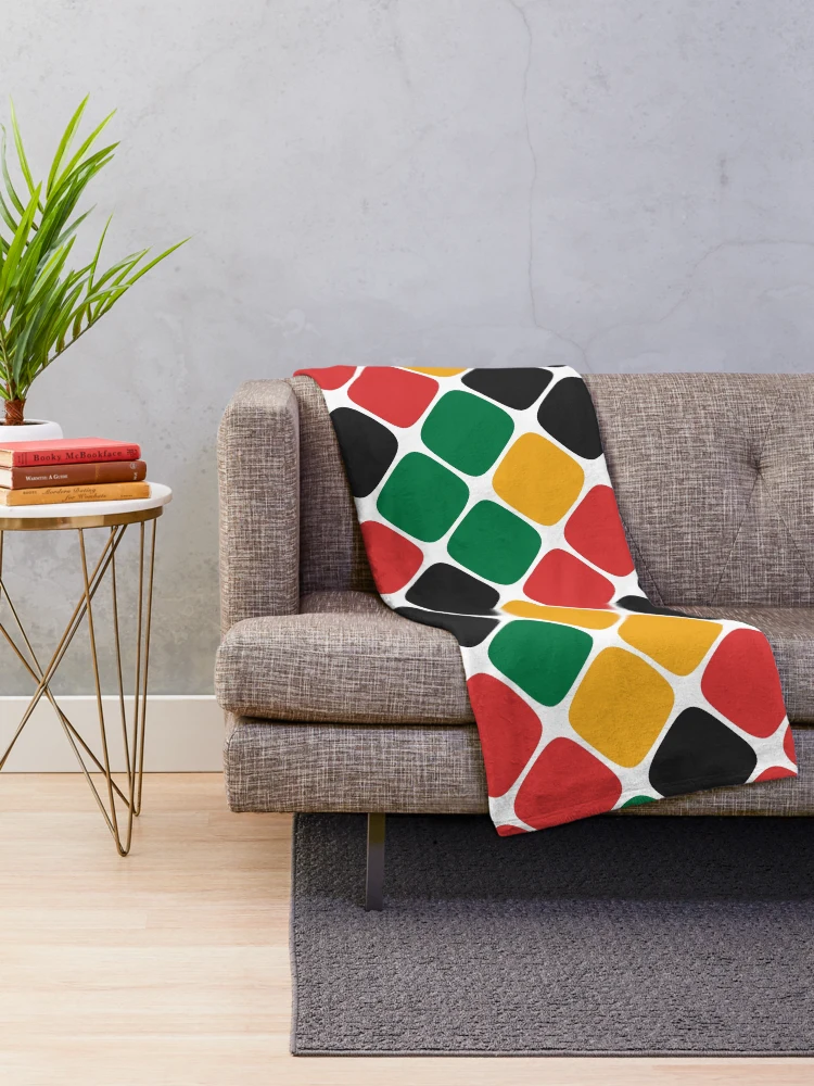 Thumbnail 2 of 6, Throw Blanket, Diagonal Squircle Pattern (Rasta Colours) designed and sold by John Uttley.