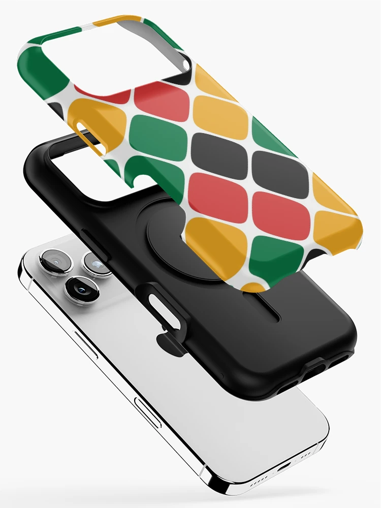 Thumbnail 2 of 4, iPhone Case, Diagonal Squircle Pattern (Rasta Colours) designed and sold by John Uttley.