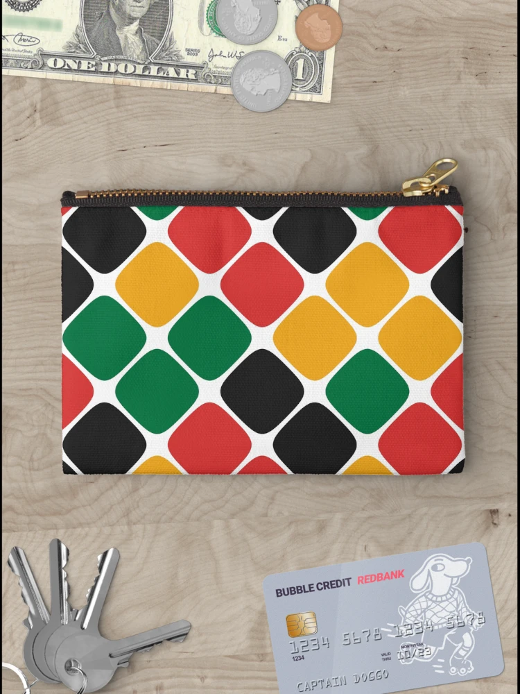 Thumbnail 3 of 4, Zipper Pouch, Diagonal Squircle Pattern (Rasta Colours) designed and sold by John Uttley.
