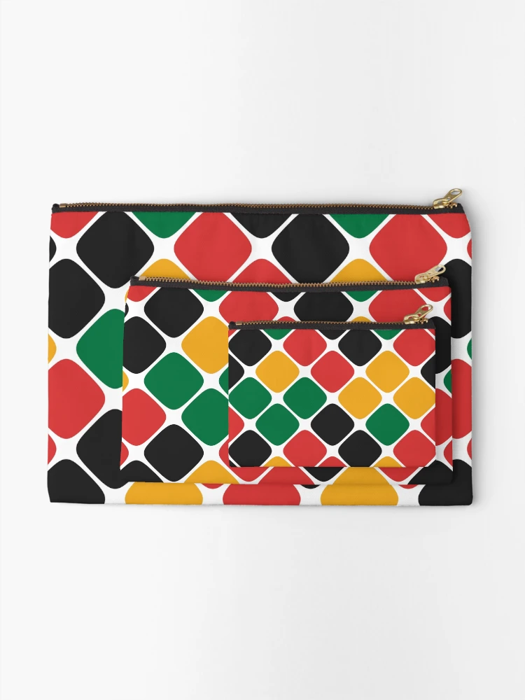 Thumbnail 2 of 4, Zipper Pouch, Diagonal Squircle Pattern (Rasta Colours) designed and sold by John Uttley.
