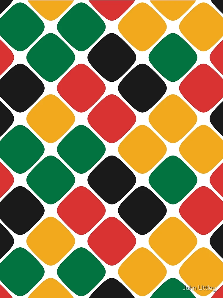 Thumbnail 3 of 3, Scarf, Diagonal Squircle Pattern (Rasta Colours) designed and sold by John Uttley.