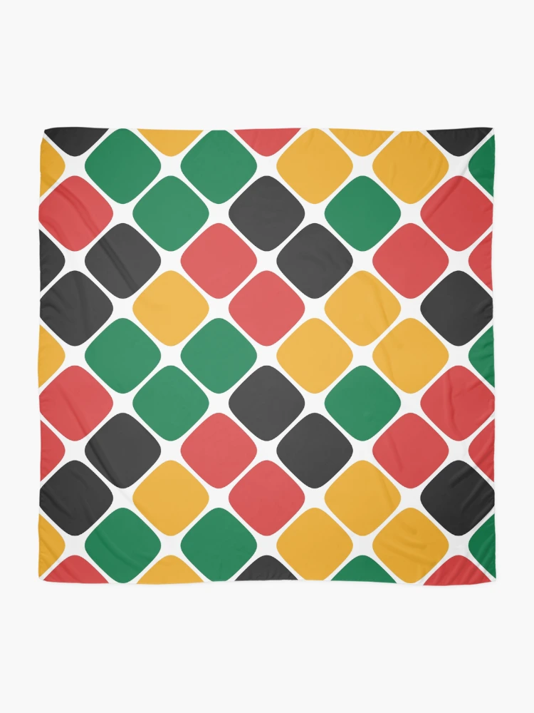 Thumbnail 2 of 3, Scarf, Diagonal Squircle Pattern (Rasta Colours) designed and sold by John Uttley.
