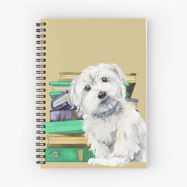 Item preview, Easily distracted by dogs and books, watercolor adorable Maltese white fluffy dog and books, for book lovers and dog lovers designed and sold by Orianah.