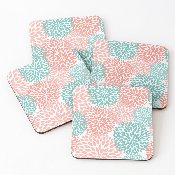 Item preview, Dahlia Floral - Coral Teal designed and sold by Shelley Winters.