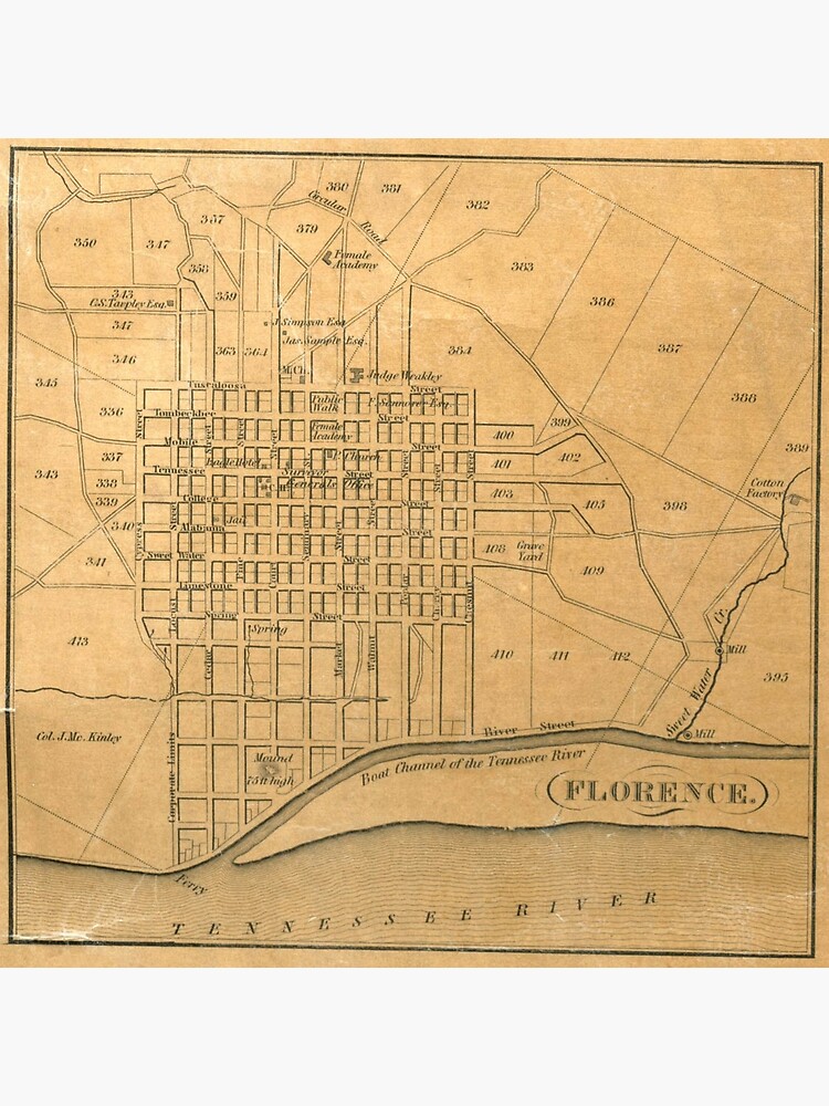 "Vintage Map of Florence Alabama (1840)" Poster by BravuraMedia Redbubble