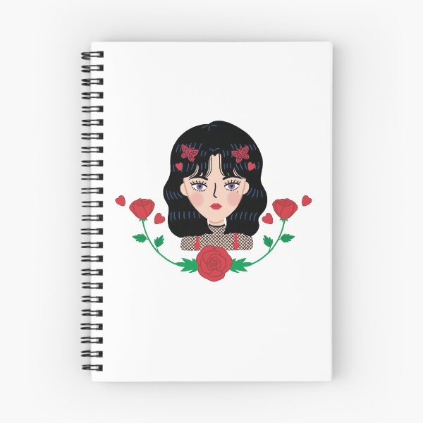 Item preview, Aesthetic Black hair Girl and red roses illustration  designed and sold by grachogracho.
