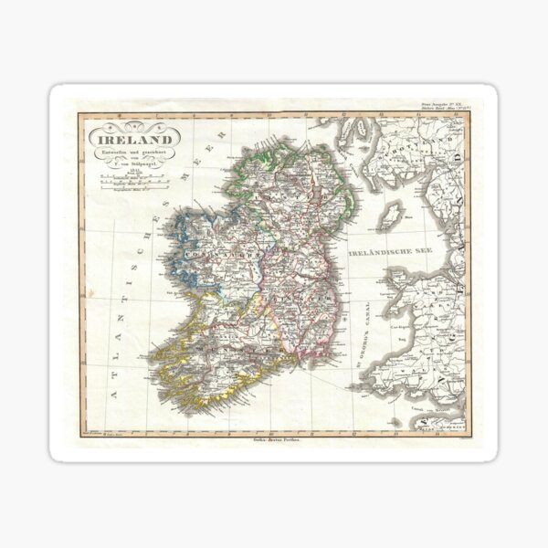 Vintage Map of Ireland (1841) Sticker