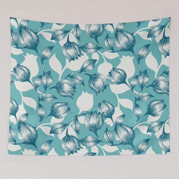 Item preview, Vintage Blue Tulip Floral Pattern  designed and sold by FlinArt.