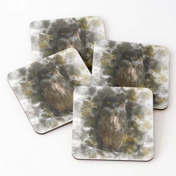 Item preview, Brown fish Owl with Glowing eyes  designed and sold by Soban Raj.