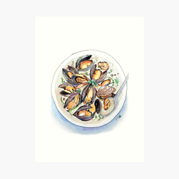 Mussels Illustration Art Print