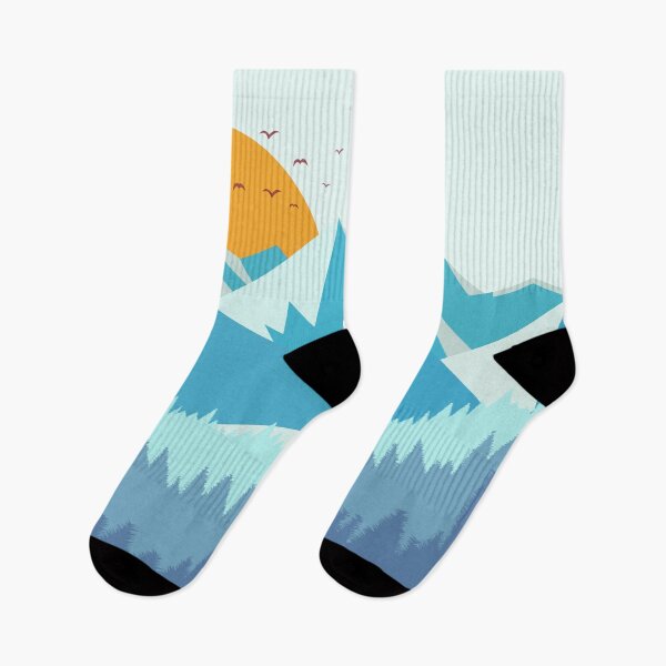 Item preview, blue minimalist abstract landscape designed and sold by Northendesigns.