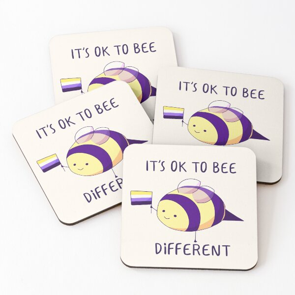 Item preview, It's Ok To Be Different, Nonbinary Pride Bee Pun  designed and sold by ForTheFrogWar.