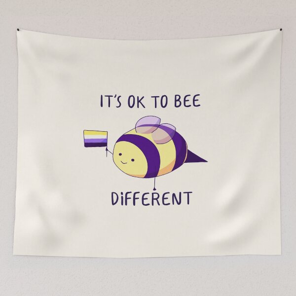 Item preview, It's Ok To Be Different, Nonbinary Pride Bee Pun  designed and sold by ForTheFrogWar.