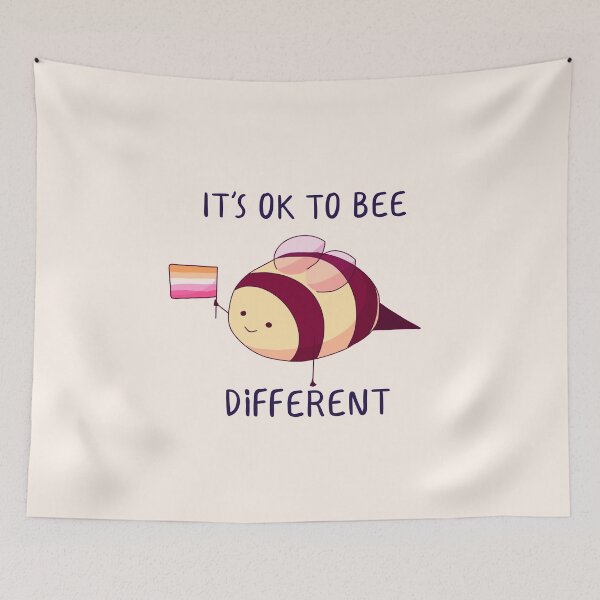 Item preview, It's Ok To Be Different, Lesbian Pride Bee Pun  designed and sold by ForTheFrogWar.