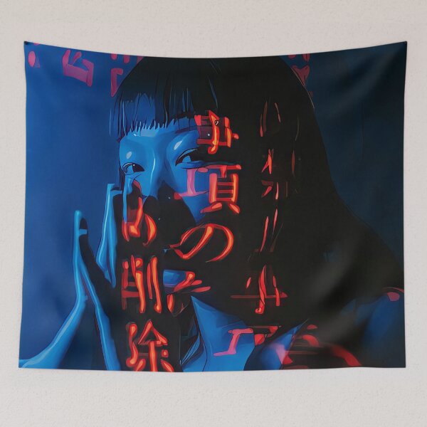 Item preview, Asian Girl With Neon Hieroglyphs designed and sold by KaremaJ.