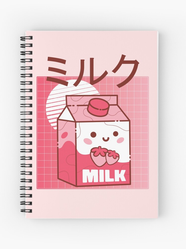 aesthetic notebook : Aesthetic Pink otaku anime Kawaii Japanese strawberry  Milk carton Journal: Cute aesthetic Pink strawberry Milk carton Journal