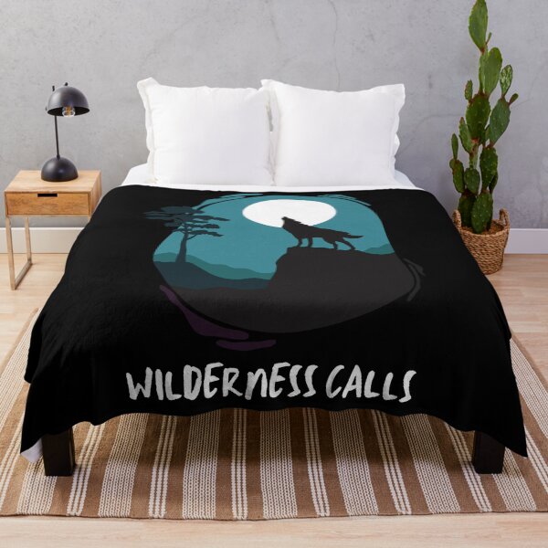 Item preview, Wilderness calls. Wolf howling at the moon, handwritten text, capitals designed and sold by JellyBeenzz.